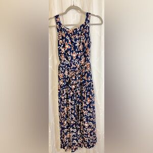 J. Crew | Navy Floral Tie-Waist Maxi Dress | Size 6